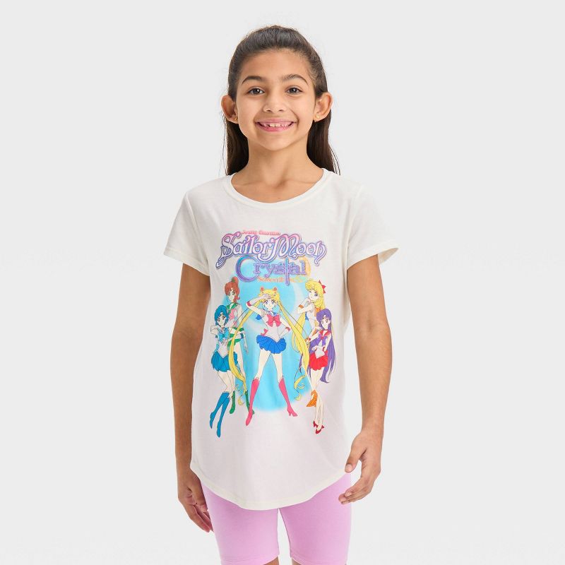 Girls&#39; Sailor Moon Crystal Guardians Short Sleeve Graphic T-Shirt - Ivory, 1 of 4