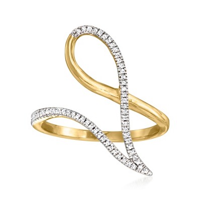 Ross-Simons Diamond-Accented Open-Space Geometric Ring in 10kt Yellow Gold