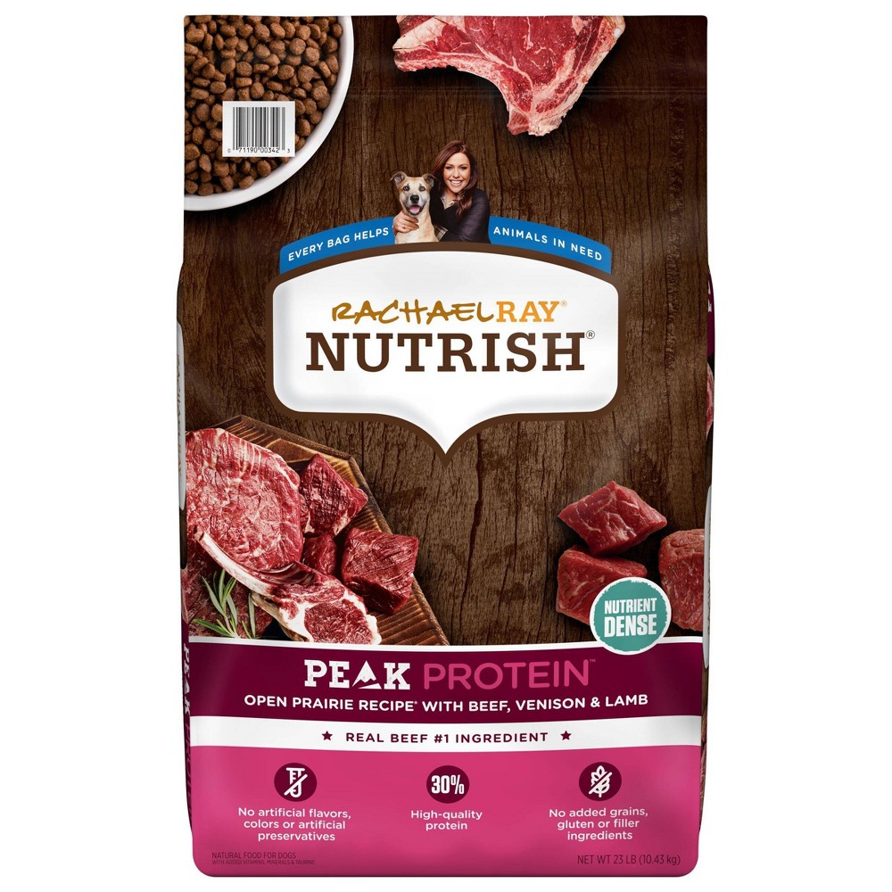 Rachael Ray Nutrish PEAK Protein Open Prairie Recipe with Beef, Venison & Lamb Protein Dry Dog Food - 23lb( Best By / 23/2024) 