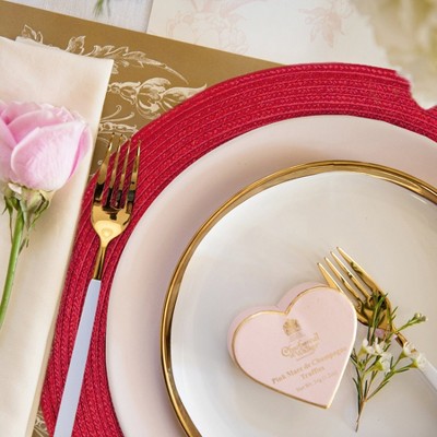 Cherry Red Woven Round Placemats, Set of 12, 15"