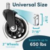 Lifelong Office Chair Caster Wheels for Hardwood Floors and Carpet, Heavy Duty, Universal Fit - 4 of 4