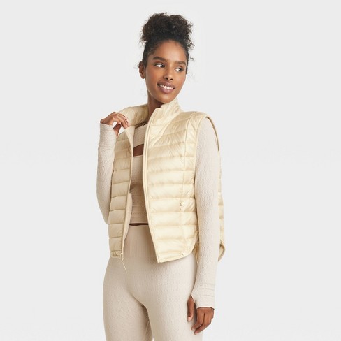 Women's Quilted Puffer Vest - JoyLab™ Ivory M