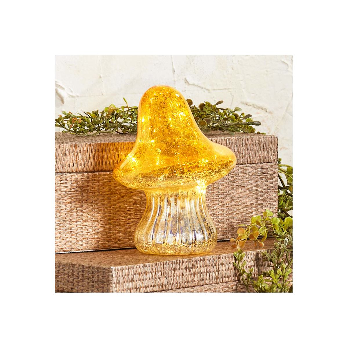 The Lakeside Collection Fall Lighted Glass Mushrooms - Green, Yellow or Orange - - thumbnail 4