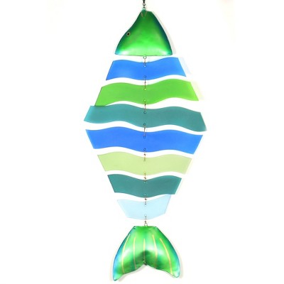 Home & Garden 23.25" Fish Wiggly Sun Catcher Handcrafted Gold Crest Distributing  -  Stained Glass And Suncatchers