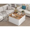 31.5in Farmhouse Coffee Table, Square Wood Center Table with Hinged Lift Top, with Large Hidden Storage Compartmen for Living Room - 4 of 4