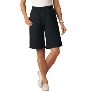 Woman Within Women's Plus Size Elastic-Waist Knit Short - 1 of 4