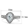 Slickblue Women’s Polished Stainless Steel Ring with 8.5mm Clear CZ, Halo Pear Shape, Engagement Ring, Size 7-10 - 2 of 4