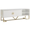 CAVINAS TV Stand Modern Media Console with 2 Open Shelves Entertainment Center with Metal Legs - 3 of 4