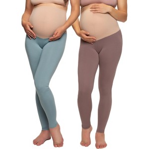 Felina Women's Velvety Soft Maternity Leggings For Women - Yoga Pants For Women, Maternity Clothes - (2-Pack) - 1 of 4