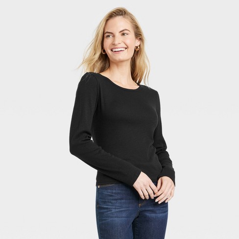 Women's Ribbed Shrunken Long Sleeve T-shirt - Universal Thread™ : Target
