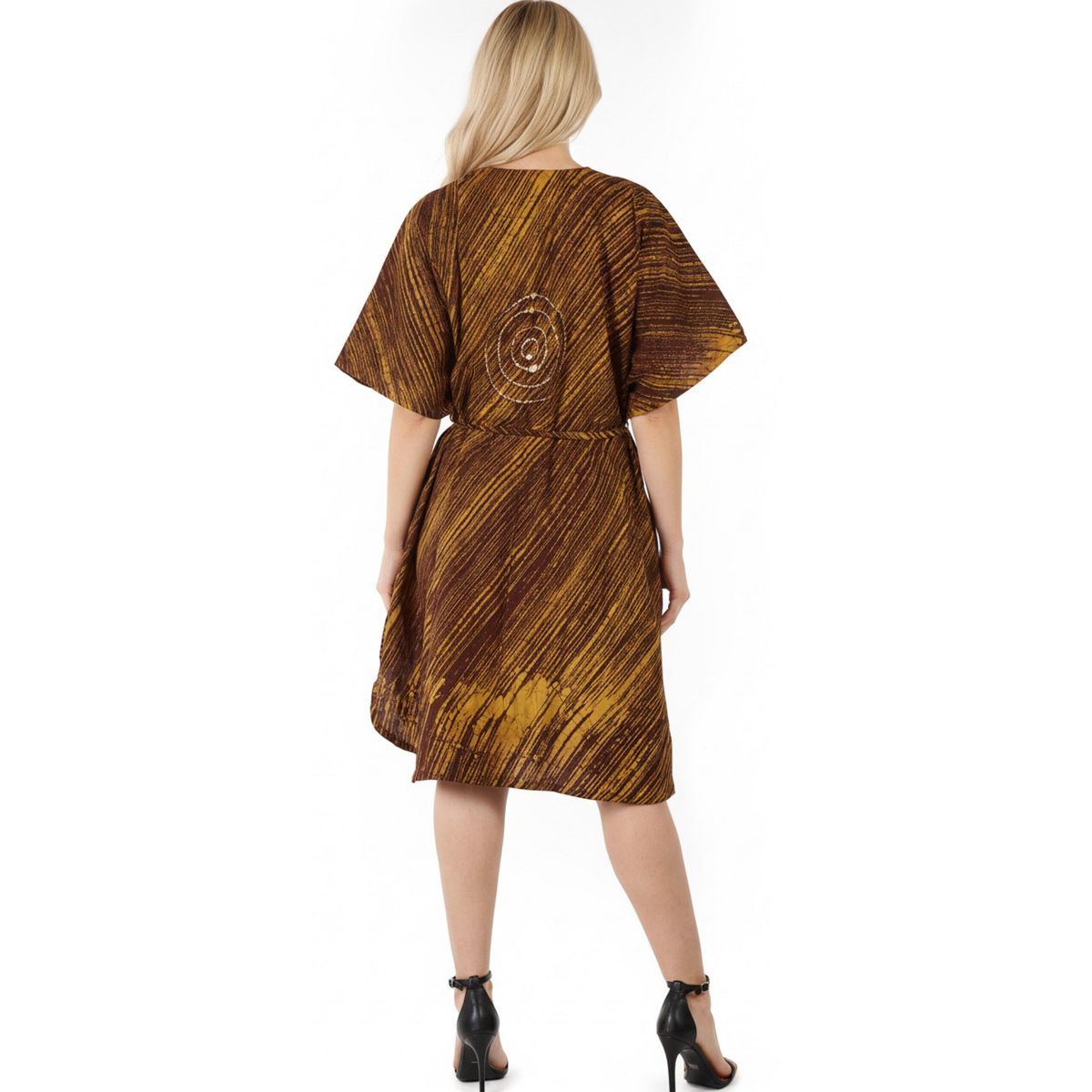 LA LEELA Summer Cotton Cruise Caftan Dress for Women Resortwear Vacation Holiday Pregnancy Wear Relaxed Beachwear Style 2X-3X Brown Floral - thumbnail 2