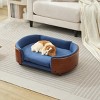 Elevated Dog Bed Pet Sofa with Solid Wood Legs and Bent Wood Back, Velvet Dog Bed with Removable Washable Cushion Cover - Cuddlewood - 3 of 4