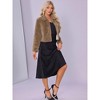 INSPIRE CHIC Women's Faux Fur Cropped Snap Button Winter Wedding Fluffy Coat - 4 of 4