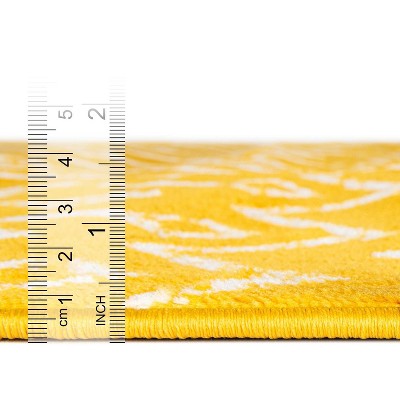 Yellow and Ivory Trellis 6' x 9' Synthetic Indoor Rug