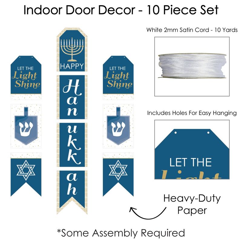 Big Dot of Happiness Happy Hanukkah - Hanging Vertical Paper Door Banners - Chanukah Holiday Party Wall Decoration Kit - Indoor Door Decor, 5 of 8
