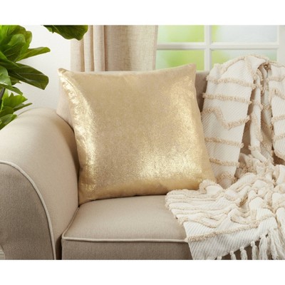 Gold Shimmering Metallic Square Throw Pillow, 20"
