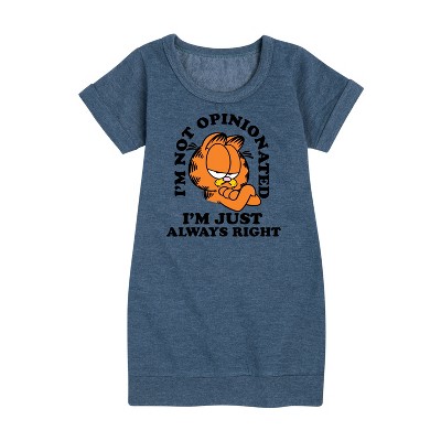 - Garfield - Always Right Graphic Short Sleeve Fleece Dress