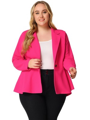 Agnes Orinda Women's Plus Size High-Low Peplum Button Work Elegant Blazers