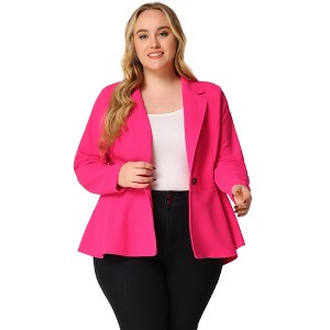 Agnes Orinda Women's Plus Size High-Low Peplum Button Work Elegant Blazers - 1 of 4
