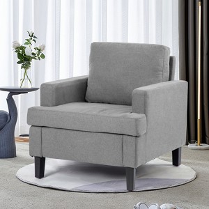 DOMETOUR Linen Fabric Single Armchair, Modern Upholstered Sofa Chair for Living Room Bedroom - 1 of 4
