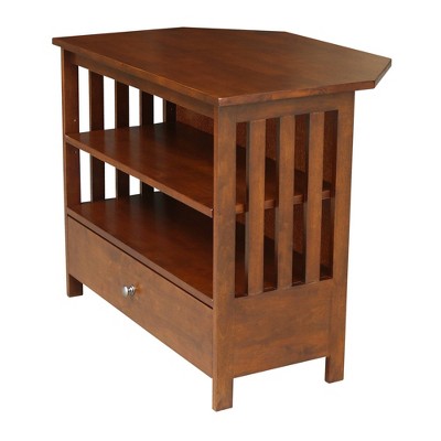 Mission Brown Wood Corner TV Stand with Drawer