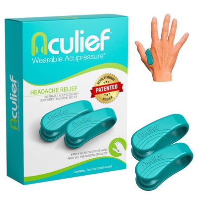 Aculief Acupressure Headache, Migraine, Tension Relief Wearable – Supporting Acupressure Relaxation - 2 Pack - (Small Teal)
