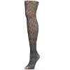 Memoi Women's Glacier Two Toned Nylon Net Tights Black-Gray S-M - 2 of 4