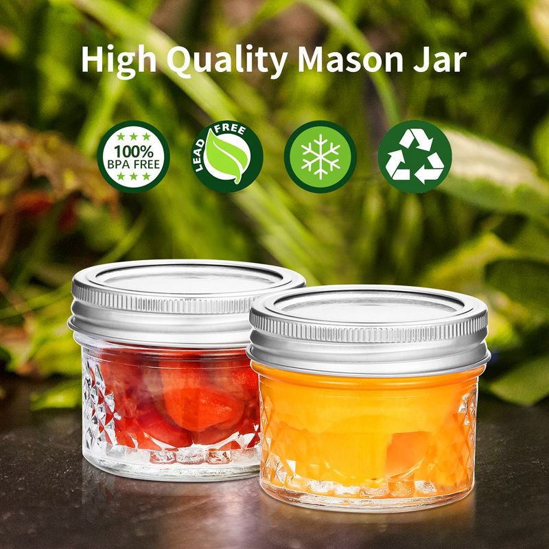WhizMax Mini Mason Jars 4 oz - Set of 16, Small Glass Jars with Lids and Sealing Bands,Store Jar, 2 of 8