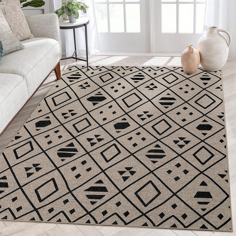Modern Geometric Area Rug Easy Jute Rug Washable Front Area Rug Non Slip Floor Carpet Washable Kitchen Mat Contemporary Dining Room Rug, 1 of 9