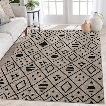 Modern Geometric Area Rug Easy Jute Rug Washable Front Area Rug Non Slip Floor Carpet Washable Kitchen Mat Contemporary Dining Room Rug