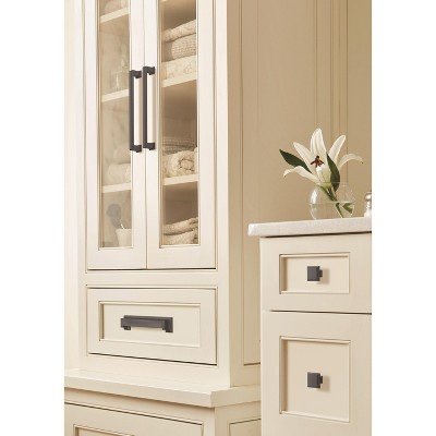 Matte Black Square Traditional Cabinet Knob with Mounting Hardware