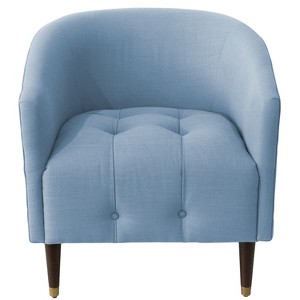 Modern Tufted Tub Chair Denim Linen - Skyline Furniture, Blue Linen