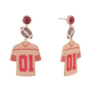 Hallmark Enamel Jersey Football Earrings - 1 of 4