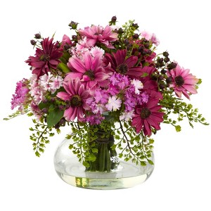 Nearly Natural Large Mixed Daisy Floral Arrangement, Pink - 1 of 3