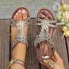 Clotth Women's Floral Flat Sandals - Elastic Strap for Summer Beach, Sparkling Jeweled Bohemian Flats,Sandals with Non Slip Shoes - 2 of 4