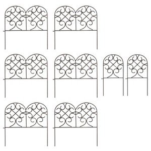 Plow & Hearth Scrollwork Wrought Iron Edging with Ground Stakes and Gunmetal Finish - 1 of 4
