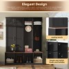AENKYO Hall Tree with Bench - Entryway Storage Cabinet with 8 Doors & Hidden Hooks, Mudroom Bench with Shoe Storage for Living Room - White Walnt - 3 of 4
