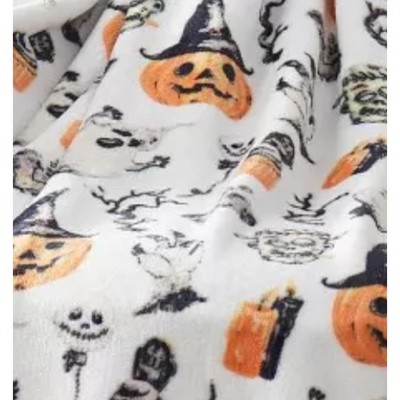 Halloween Spooky Ghosts and Frankensteins Ultra Soft Fleece Throw Blanket