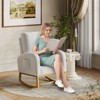 Modern upholstered children's rocking chair, oversized, high back, rubberwood legs, for living room and bedroom use, white - 4 of 4