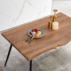 HDZNVF S Shape Irregular MDF Dining Table Metal Legs Wood Design Table Top - 1 of 4