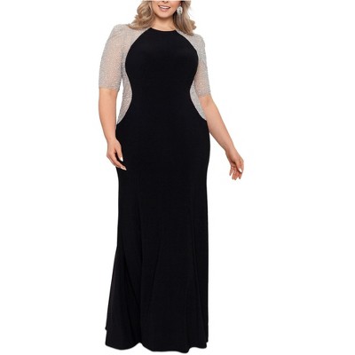 XSCAPE Womens Mixed-Media Gown Dress