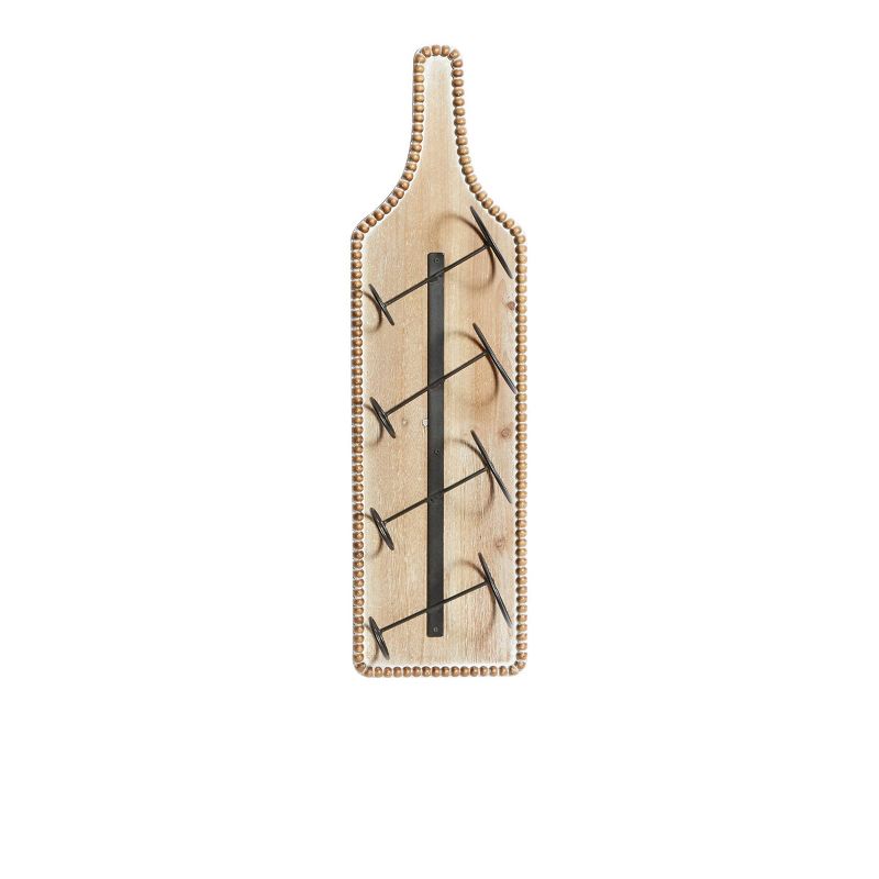 Wood Bottle Shaped 4 Bottle Wall Wine Rack with Beaded Frame Brown - Olivia &#38; May, 5 of 6