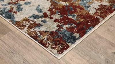 Hayden Beige and Blue Abstract 3'3" x 5' Area Rug