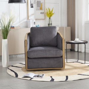 Akoasm 360 Degree Soft Accent Lounge Swivel Barrel ArmChair With Pillow For Living Room, Office & Bedroom-Dark Gray - 1 of 4