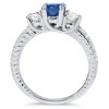 Pompeii3 1ct Vintage Blue Diamond 3-Stone Engagement Ring 14K White Gold - 3 of 4