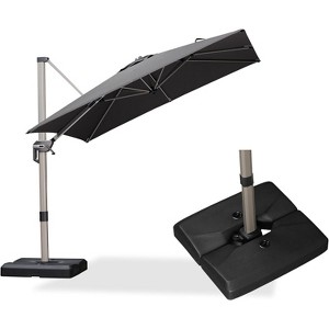 PURPLE LEAF Right-left Tilt Cantilever Umbrella with Base Patio Outdoor Swivel Umbrella with 360-degree Rotation - 1 of 1
