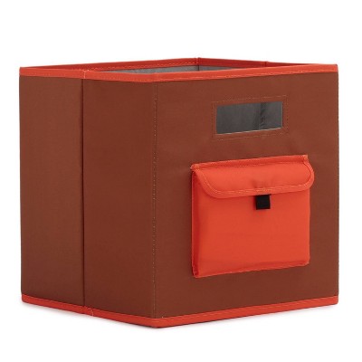 HLD Global Contrast Pocket Brown/Orange 11" Teen Storage Bin