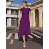 INSPIRE CHIC Women's Mock Neck Cap Sleeve Belted A-Line Midi Pleated Dresses - 2 of 4