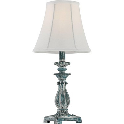 Antique Blue and White Candlestick Table Lamp Set