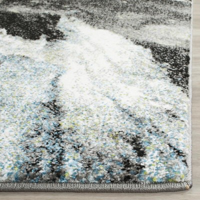 Glacier Blue and Multi Abstract 4' x 6' Synthetic Area Rug